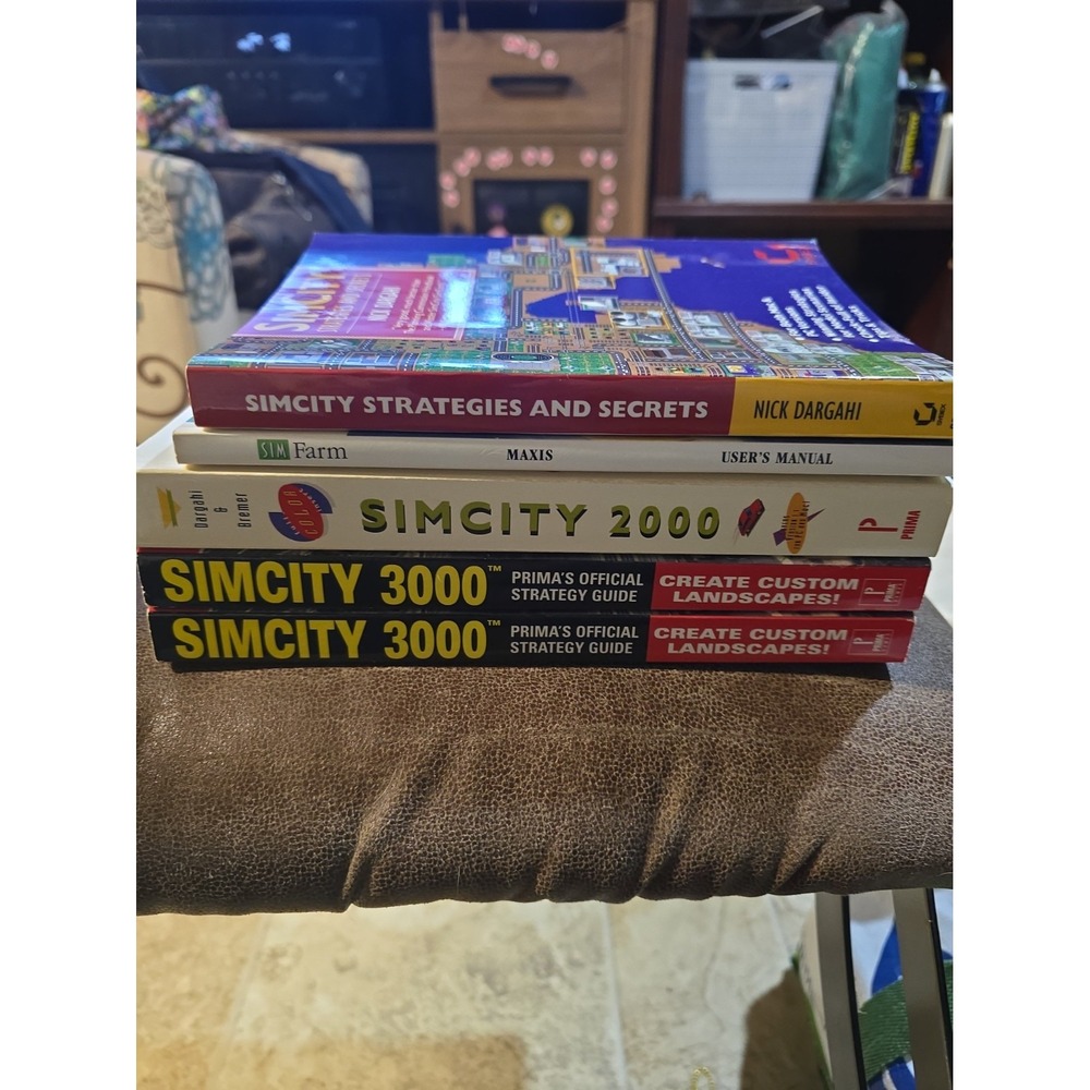 SimCity Game Manuals Lot Of 5 Books 3000, 2000, Farm, Strategies & Secrets Used